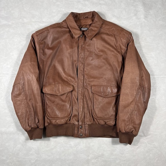 Wilsons Leather Adventure Bound Jacket Mens XLT Brown Zip Aviator Bomber Flight
